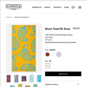 Mystery Chipotle Beach Towel and carry strap NWT